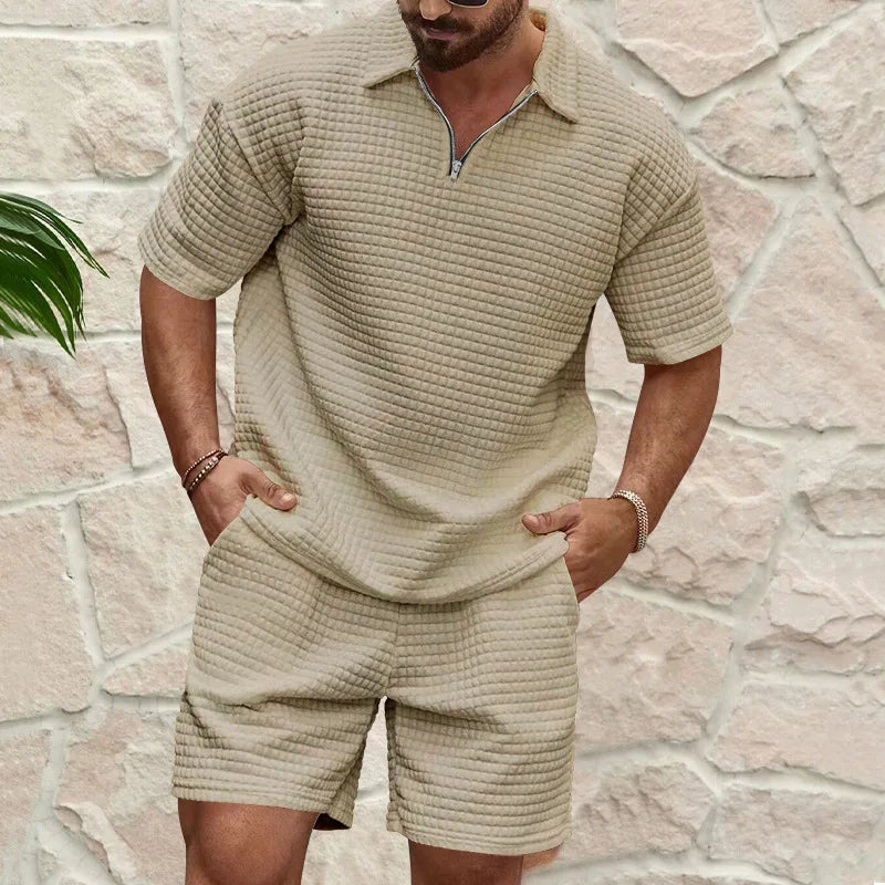 Trendy Men's Plaid Sports Set