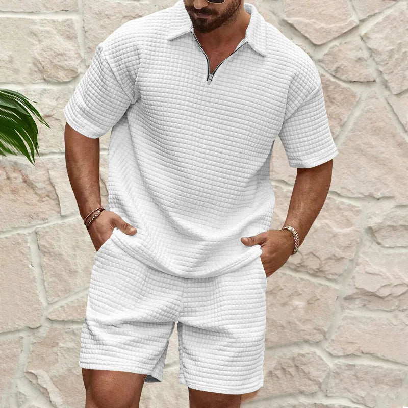 Trendy Men's Plaid Sports Set