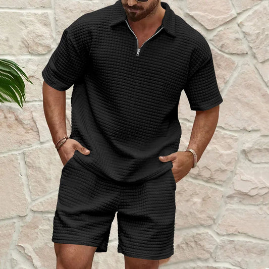 Trendy Men's Plaid Sports Set