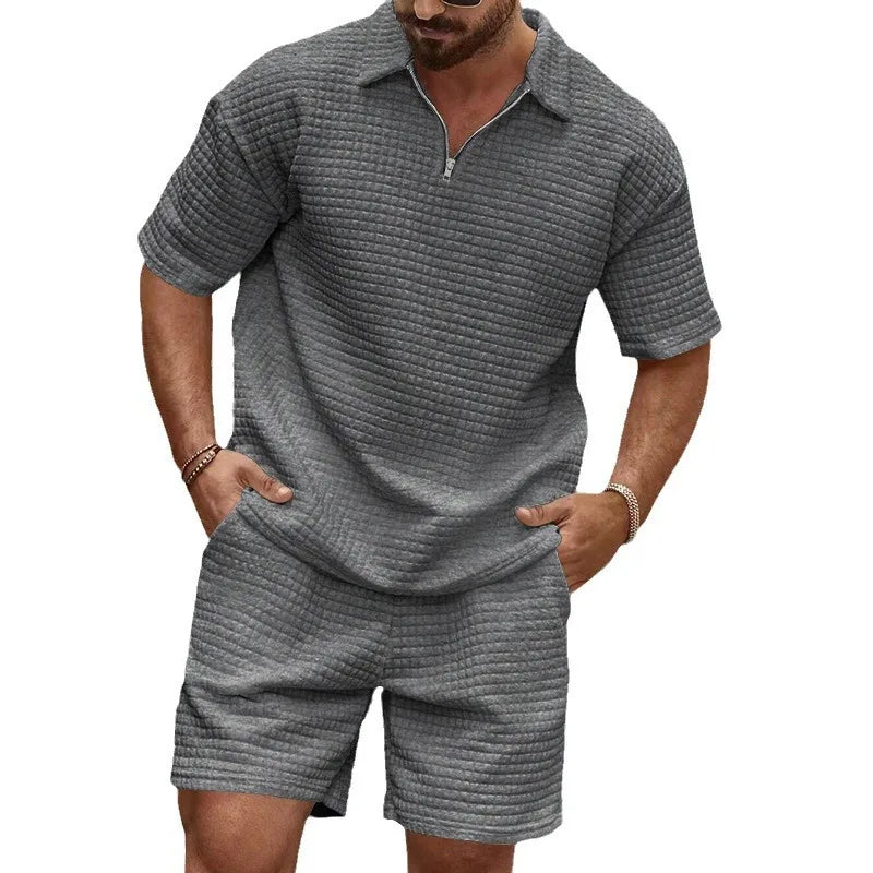 Trendy Men's Plaid Sports Set