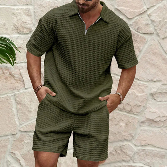 Trendy Men's Plaid Sports Set